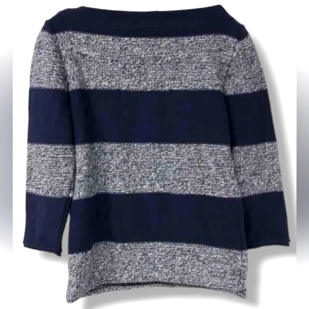 Tory BURCH Cotton & Merino Wool Knit Nautical Stripped Sweater Size Large - Picture 4 of 11
